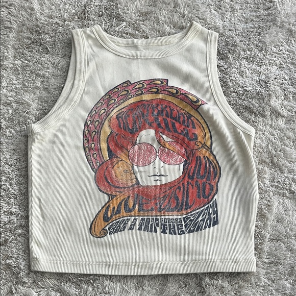 Hollister Tops - Hollister Cream Graphic Tank Top